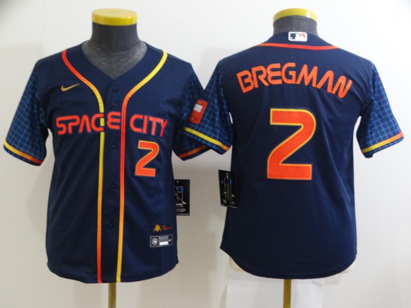 Youth Houston Astros #2 Alex Bregman 2022 Navy City Connect Flex Base Stitched Jersey